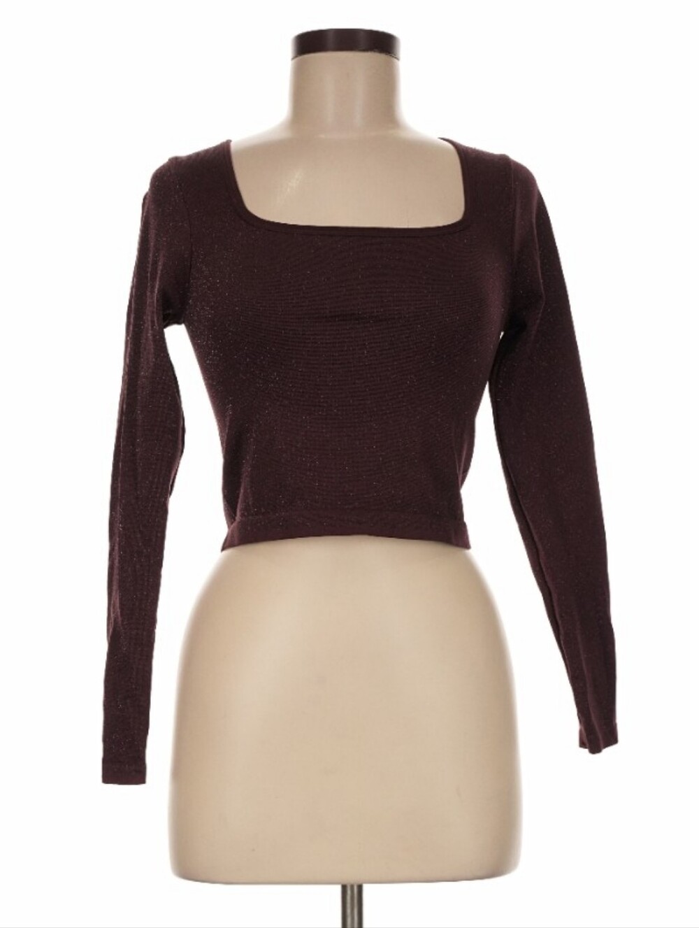 All in Motion NWT Metallic Purple Scoop Neck Long Sleeve Crop Top